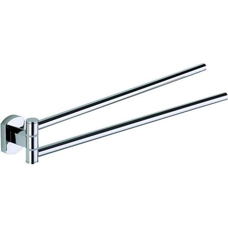 Porte serviette 2 barres pivotantes - Décor : Chromé - Hauteur : 54 mm - Largeur : 360 mm - Matériau : Acier inoxydable - Profondeur : 46 mm - OCMEI (1/2)