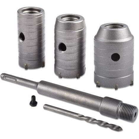 Scie à Cloche Trépan, diamètre 30mm, 40mm, 50mm Set de Scies Cloches, Trépan Béton 350 mm SDS Plus Tige d'Extension Pointe en Carbure de Tungstène, Scie Cloche pour Brique Pierre Béton Ciment (1/5)