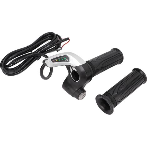 paire de poignées d'accélérateur pour vélo électrique, poignée universelle pour scooter électrique, poignée d'accélérateur à fil torsadé avec affichage LED et verrouillage par clé d'alimentation 48 V (1/5)