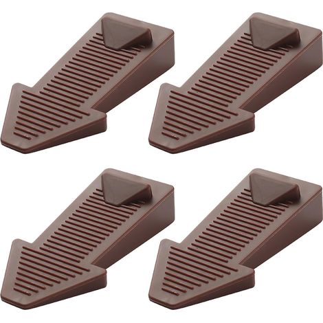 4 pièces cale porte, caoutchouc, hauteur réglable, antidérapante, pour carrelage et sol, marron