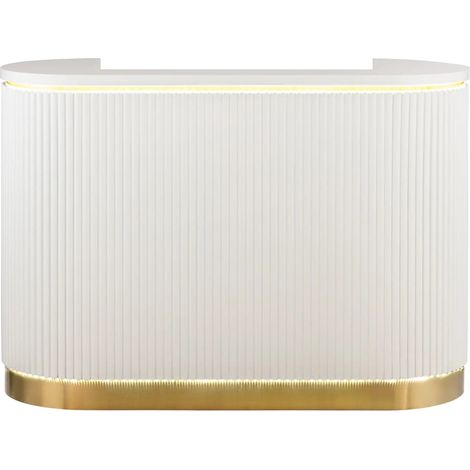 Bancone reception con illuminazione indiretta chiudibile acciaio inox mdf beige 140008398