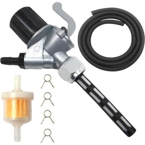 Kit rubinetto carburante con tubo carburante da 1 metro Ø 5 mm, rubinetto carburante per Simson S51, filtro carburante da 6 mm, 4 fascette stringitubo carburante per Simson S50 S51 S5 (1/5)