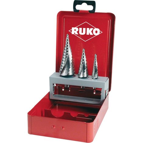 RUKO 101026E Kit punte a gradini 3 parti 4 - 12 mm, 4 - 20 mm, 4 - 30 mm HSS Alberino a 3 facce 1 KIT (1/4)