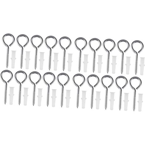 20 œillets autotaraudeurs en acier inoxydable, crochets annulaires, crochets muraux extensibles pour suspension, vis filetées (1/5)