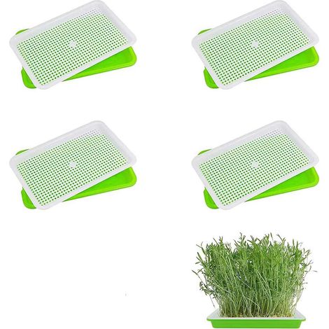 Lot de 4 plateaux de germination de graines sans BPA pour semis - Idéal pour le jardin, la maison, le bureau (1/5)