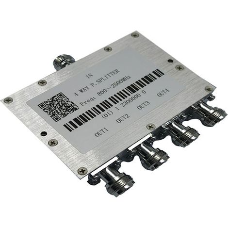 Power divider, 1-to-4 power divider, RF power divider, splitter, N-type interface power distributor (1/4)