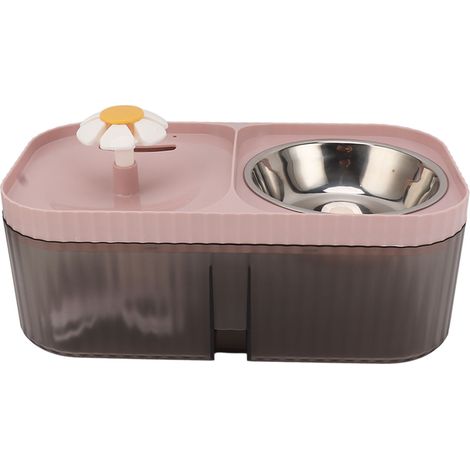 Fontaine à eau pour chat, gamelle haute capacité et silencieuse 2 en 1, distributeur d'eau et distributeur de croquettes rose (1/5)