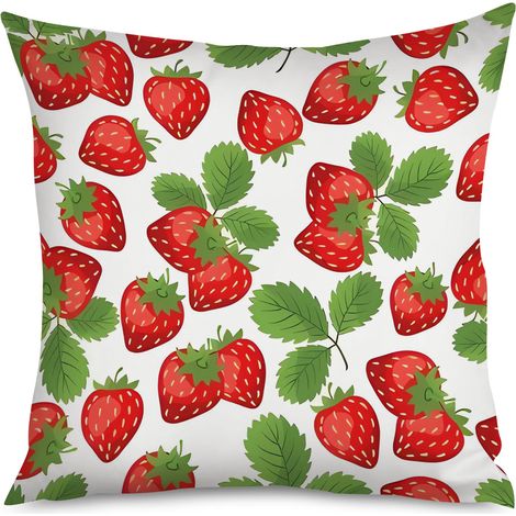 Housse de Coussin Déco Fraises Style Nature (1/5)