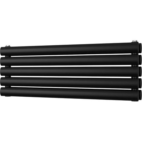 Omeara Axis - Black Horizontal Radiator H290mm x W800mm Double Panel