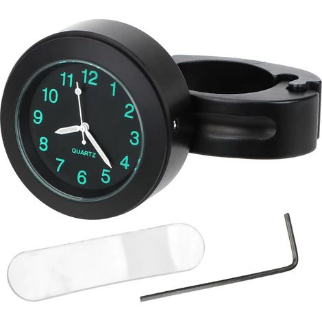 Motorrad-Lenkeruhr, wasserdicht, leuchtend, schwarzes Aluminium, 22–25 mm - Motorrad-Lenkeruhr, wasserdicht, leuchtend, schwarzes Aluminium, 22–25 mm (1/5)