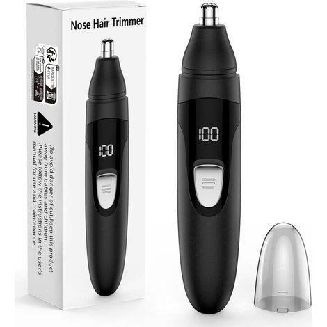Nose Hair Trimmer, Rechargeable Cordless Painless Ear Trimmer for Men and Women, Indicator Light, Double Edge Blades for Easy Cleaning(Black) (1/5)