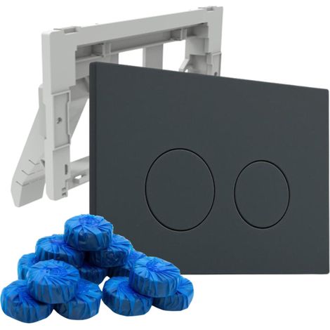 FugaFlow Eccelente Plaque de commande Press avec porte-blocs WC - pour réservoir encastré Geberit UP320 - double chasse - boutons ronds - plastique -
