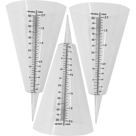 3 Pièces Pluviomètre de Jardin en Forme de Cône Transparent avec Piquet Mesure Précise Pluie pour Agriculture et Usage Extérieur (1/5)