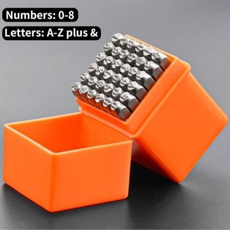 36 lettres/chiffres poinçonnage 4 mm – chromé – métal, bois, cuir (1/3)