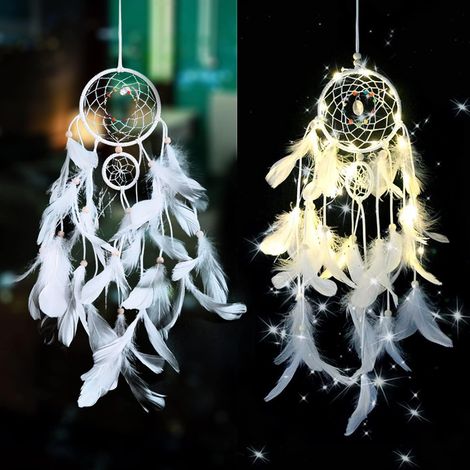 Attrape-Reves - 5 Cercles Avec Lumieres LED - Decoration Murale Chambre Enfant - Mobile Decoratif Fille Garcon - 1 Piece