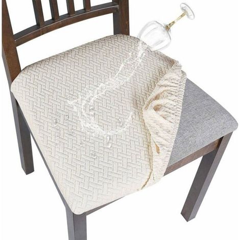 Housse de Chaise 2 Pices Housse de Coussin de Chaise Housse de sige de Chaise impermable Dmontable blanc Odipie (1/4)