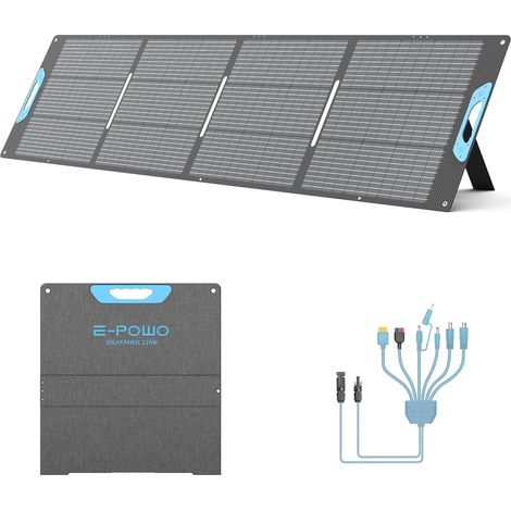 Panneau Solaire Portable 220W, Efficacité 23,5% Monocristallin Panneau Solaire Pliable, étanche IP67 avec USB-C PD 3.0 et USB-A QC 3.0 pour Centrale électrique portable, Camping, Extérieur (1/5)