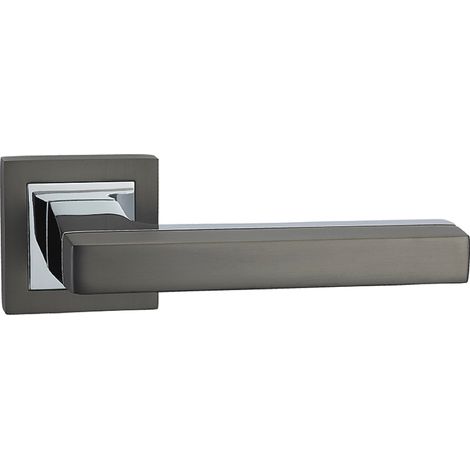 Manilla puerta zamak grafito cromo brillo roseta cuadrada 53mm (1/5)