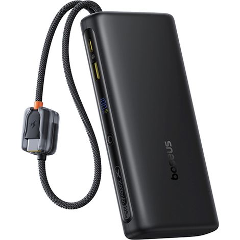 Powerbank da 25000 mAh 145 W con display e cavi USB-C integrati - nero (1/5)