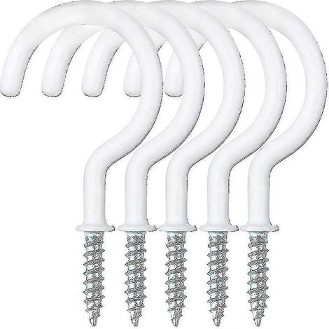 Crochets porte-gobelets, lot de 30 crochets à visser blancs, revêtement plastique résistant (1/5)