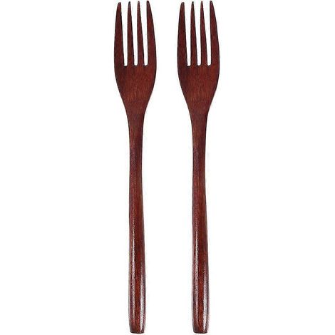 2 fourchettes à salade en bois pour mélanger, servir et cuire la salade. Fourchettes à salade en bois à long manche. (1/4)