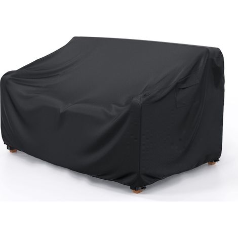 Housse de canapé robuste et imperméable pour canapé d'extérieur 2 places avec grille d'aération et poignées 152,4 x 86,4 x 76,2 cm (L x P x H), noir (1/5)