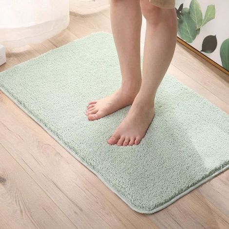 Salle De Bains Absorbante Anti-dérapant Tapis Velours Pastel Tapis De La Maison De Paillasson Vert -light (1/4)