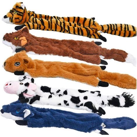 Un ensemble de 5 jouets pour chiens qui couinent, des jouets à mâcher en peluche (non rembourrés), des accessoires pour animaux de compagnie, comme indiqué sur la photo. (1/5)
