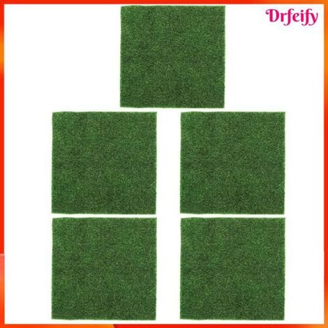 Gazon artificiel - - 30x30cm (5 pièces) - Fibre chimique - Lavable - Vert naturel (1/5)