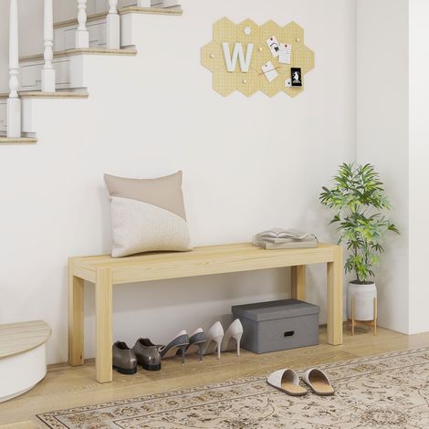 Banc 2 places 120x33x45 cm en bois de pin naturel, assise stable pour cuisine et entrée – MEUBLIV (1/5)