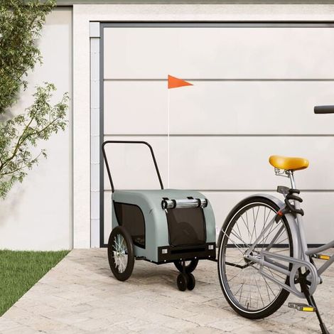 Remorque à vélo pour animaux de compagnie grise et noire