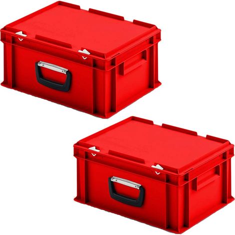 BRB 2 Kunststoffkoffer im Euroformat, 1 Tragegriff, LxBxH 400x300x185 mm (rot)
