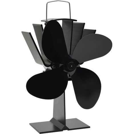 Heat Powered Stove Fan 4 Blades Black vidaXL