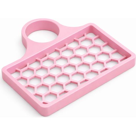 Soporte para esponja de grifo, organizador de fregadero ventilado rosa