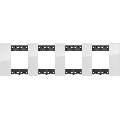 Platine de Finition 2 x 4 Modules Kristall BTicino Living Now KA4802M4D Glace