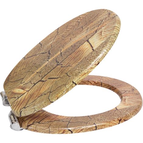 Abattant de toilette Homseat en MDF à fermeture amortie, texture bois rustique vintage (1/5)
