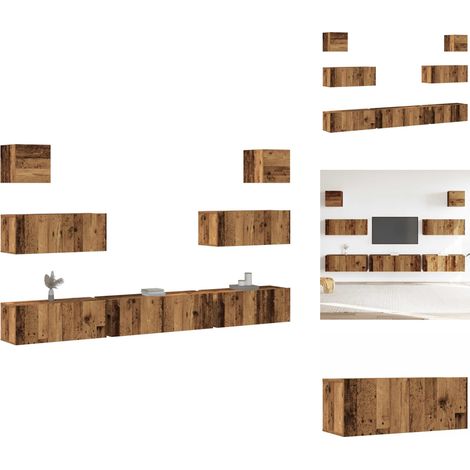 The Living Store Ensemble de meuble TV mural 7 pcs vieux bois bois d'ingénierie - Meuble de salon (1/5)