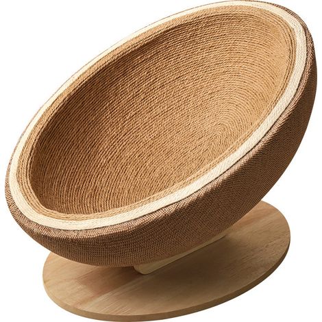 Griffoir Chat Sisal 2-en-1 Coquille XXL – Bol à Gratter + Sofa Chaise Longue, Panier Ergonomique Bois, Corde Sisal Naturel Anti-Poussière, Protection Canapé, Lit Lounge Intérieur, Grande Taille