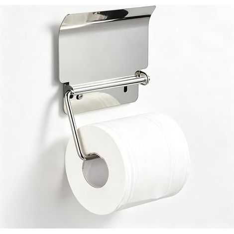 Porte Papier Toilette Mural sans Perçage avec Cache pour Les WC sans Colle fournie (1/5)