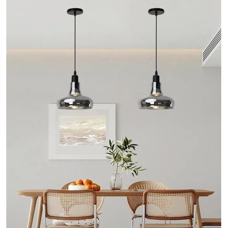 Lot de 2 Lampe Suspendue Noir Moderne,LED Lustre Industriel Vintage en Verre pour Salle à Manger Cuisine île Restaurant Bar (1/5)