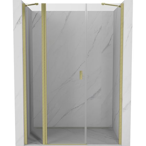 Mexen Mist Pendeltür für Dusche 120 cm, transparent, gebürstetes Gold - 8A4-120-001-55-00 (1/5)