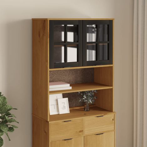 Aufsatz für Highboard mit Glastüren FLAM Massivholz Kiefer (1/5)