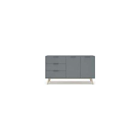 Aparador para comedor Nicolás 2 puertas 2 cajones acabado verde kaki/cera blanca, 140cm(ancho) 81cm(alto) 40cm (fondo) (1/4)