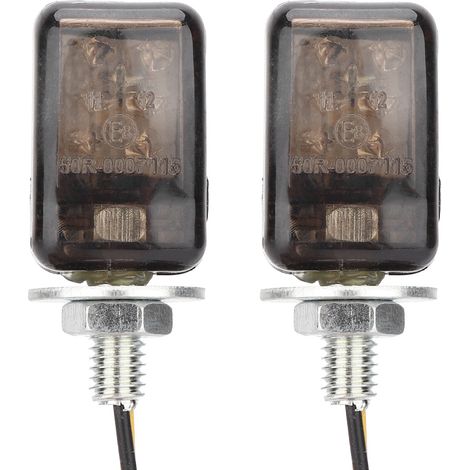 Lot de 2 mini clignotants LED jaunes universels pour moto (noir fumé) (1/5)