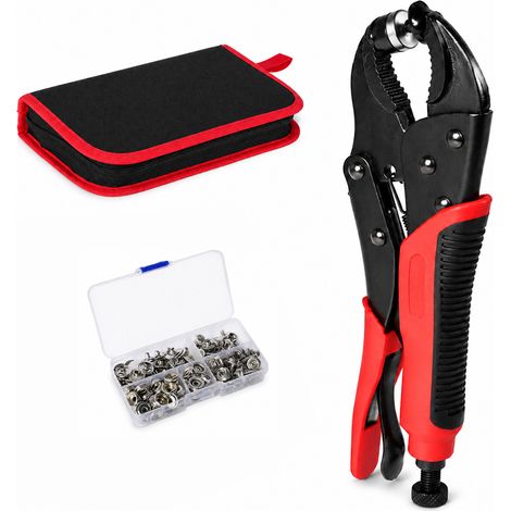Snap Fastener Kit Adjustable Press Tool for Boat Covers Leather Cloths Red (1/5)