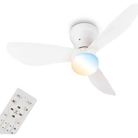 Plafonnier ventilateur de plafond LED avec éclairage, télécommande, moteur DC silencieux à 3 vitesses, CCT et intensité réglable, pales amovibles, plafonnier ventilateur, 78 cm, blanc (1/5)