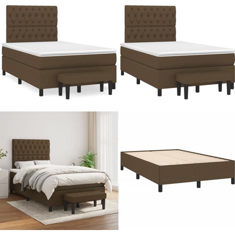 Sommier à lattes de lit et matelas marron foncé 120x190cm tissu - Sommier à lattes - Matelas ensaché (1/5)