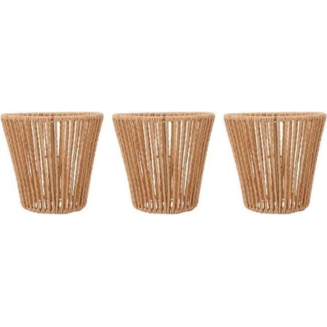 Abat-jour tissé à la main - SURENHAP - 3 pièces - Marron - E14 - Élégance Chic (1/4)