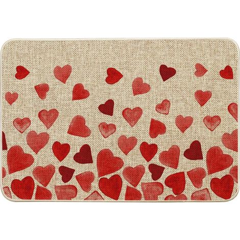 Paillasson pour la Saint Valentin, motif cœur et amour - Décoration saisonnière - Tapis de sol pour l'intérieur et l'extérieur - 40 x 60 cm (1/5)