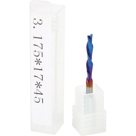 Fraise 2 lèvres en acier tungstène bleui 3,175 x 3,175 x 17 x 45 mm, pièce de rechange pour défonceuse (1/5)